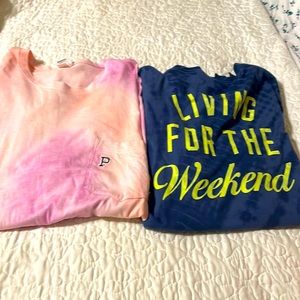 Victoria secret pink long sleeve campus tees. Size Large.